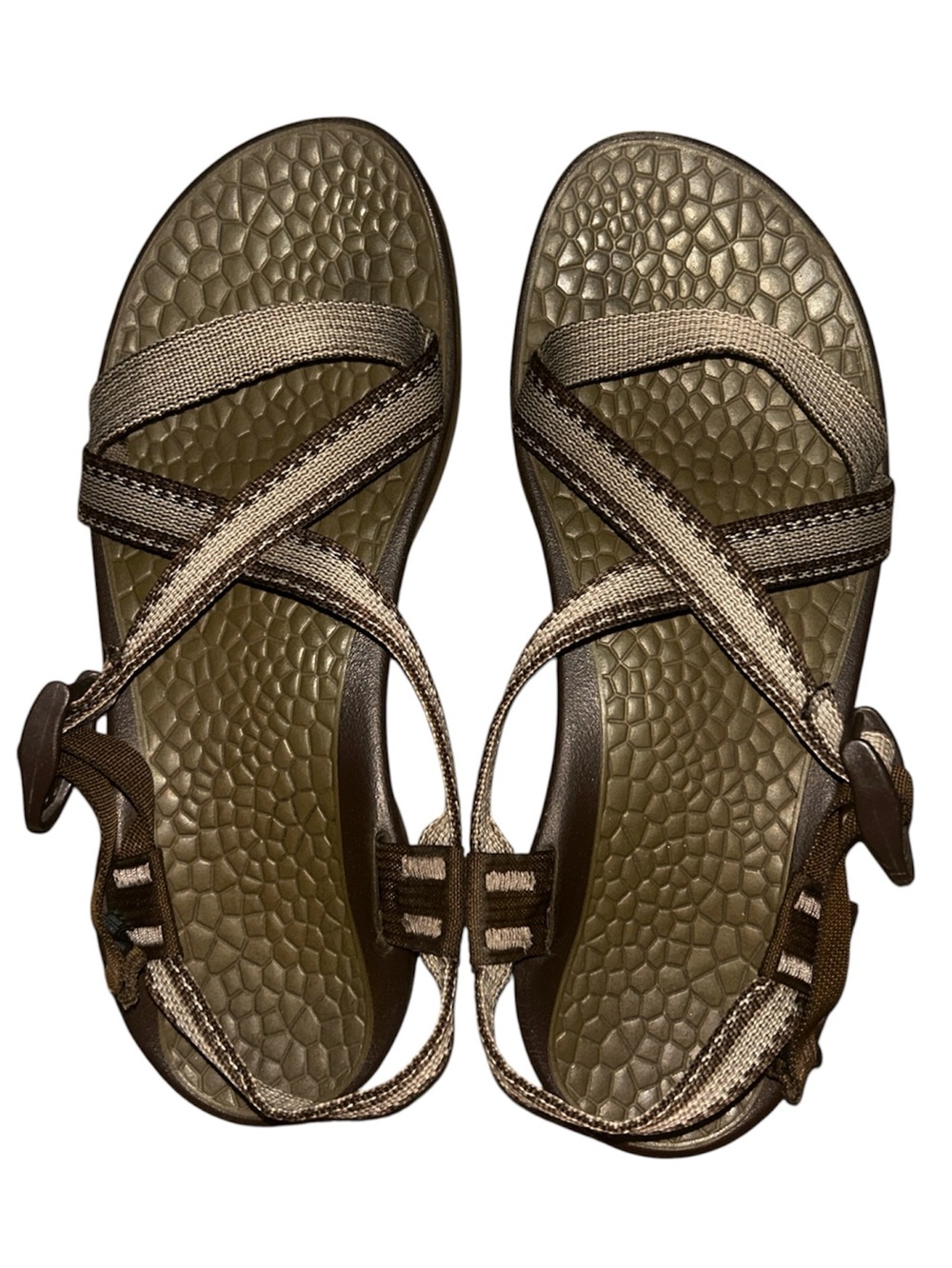 Women's Brown Beige Tan Strappy Outdoor Chaco Sandals Size 9